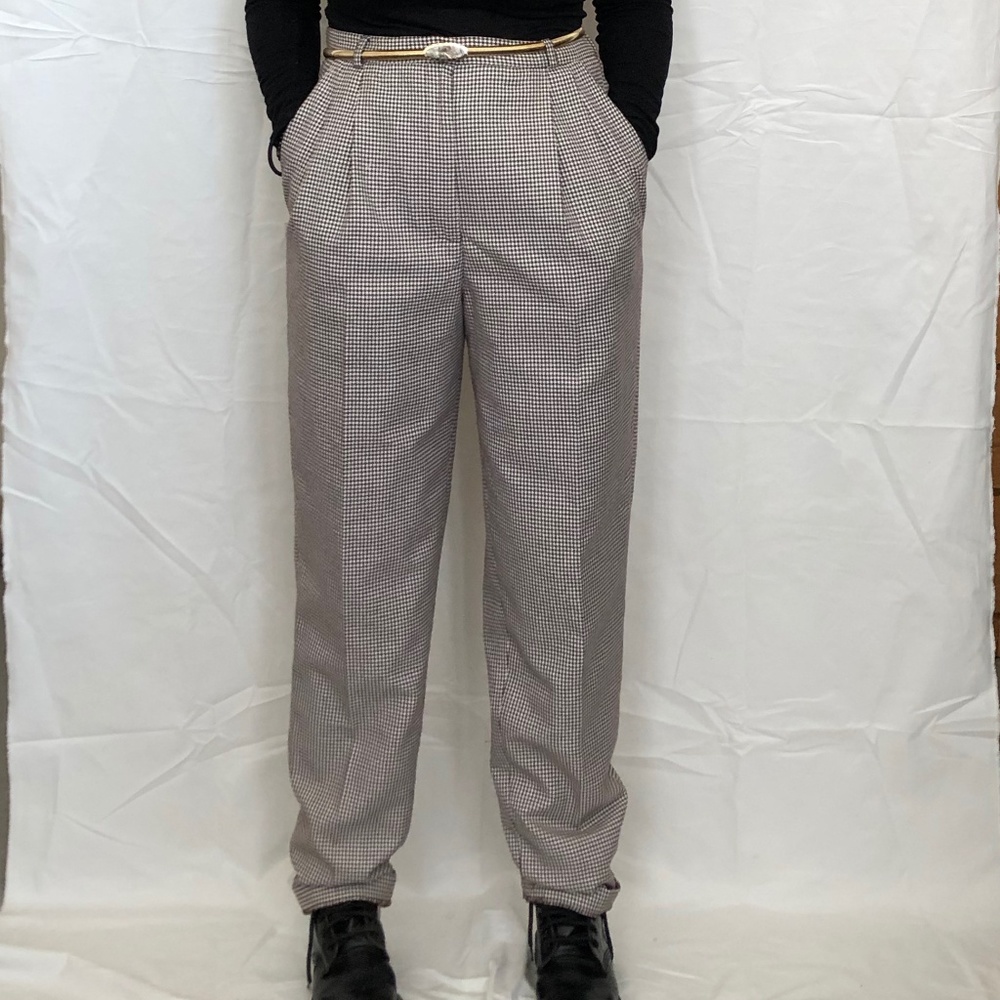 RUST CHECKER PRINT HIGHWAISTED TROUSERS